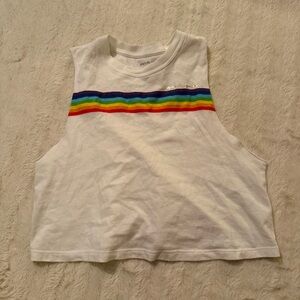 Spiritual gangster rainbow cropped muscle tank